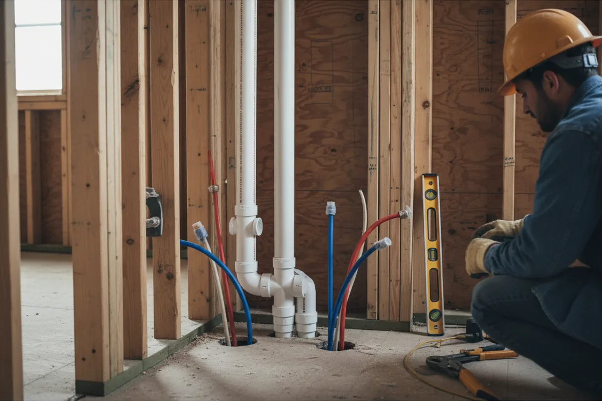 Drain and supply rough-in during Leak Detection in Assonet