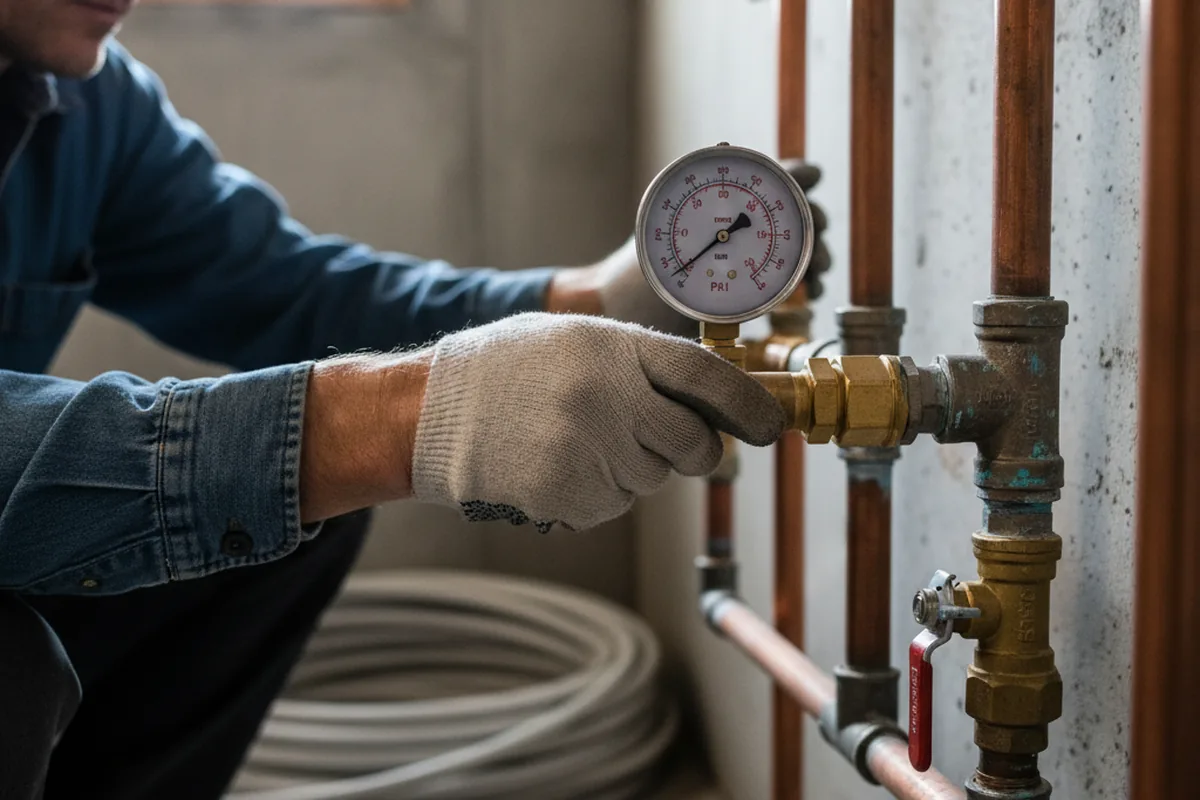 Pressure testing a repaired line during Water Line Repair in Assonet
